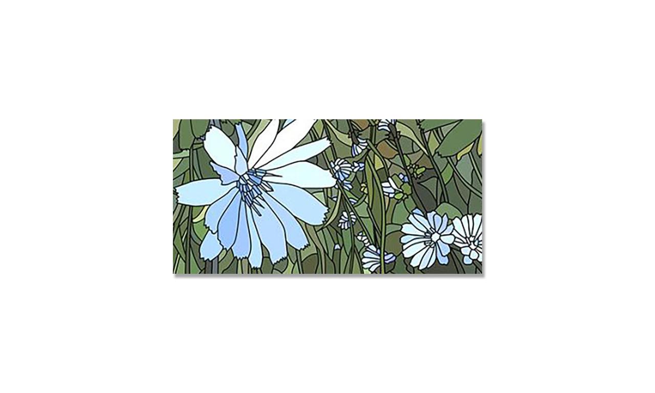 Наклейка виниловая на стол Zatarga Голубые Цветы/Витраж 600х1200 мм (1289776756)