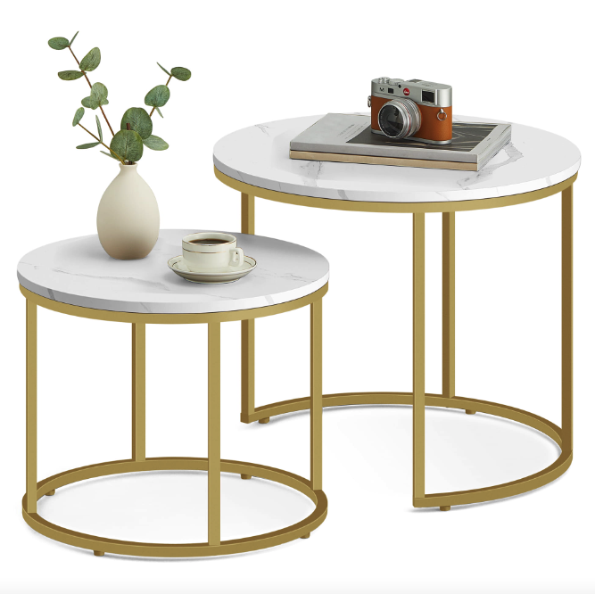 Комплект журнальных столиков Leobert Oreo круглый Мраморный с золотым (4347) - фото 5 Комплект журнальных столиков Leobert Oreo круглый Мраморный с золотым (4347) - фото 5