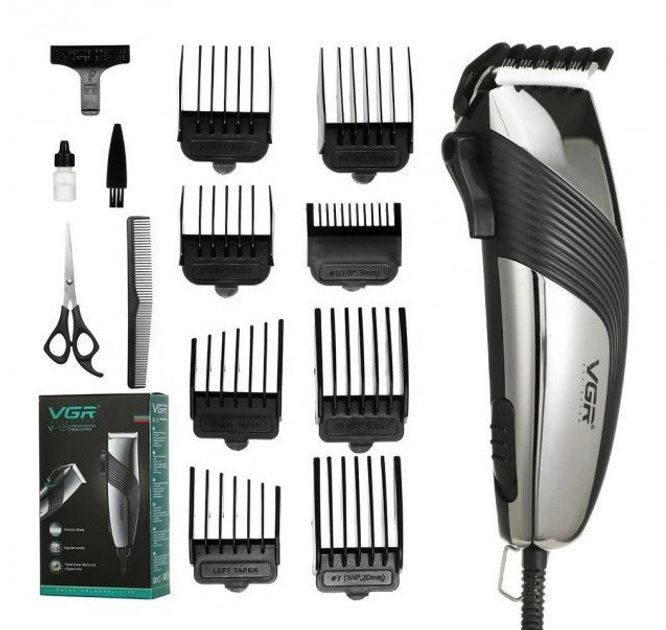 Машинка для стрижки волос VGR V121 8 насадок нержавеющая сталь (ML-05273)