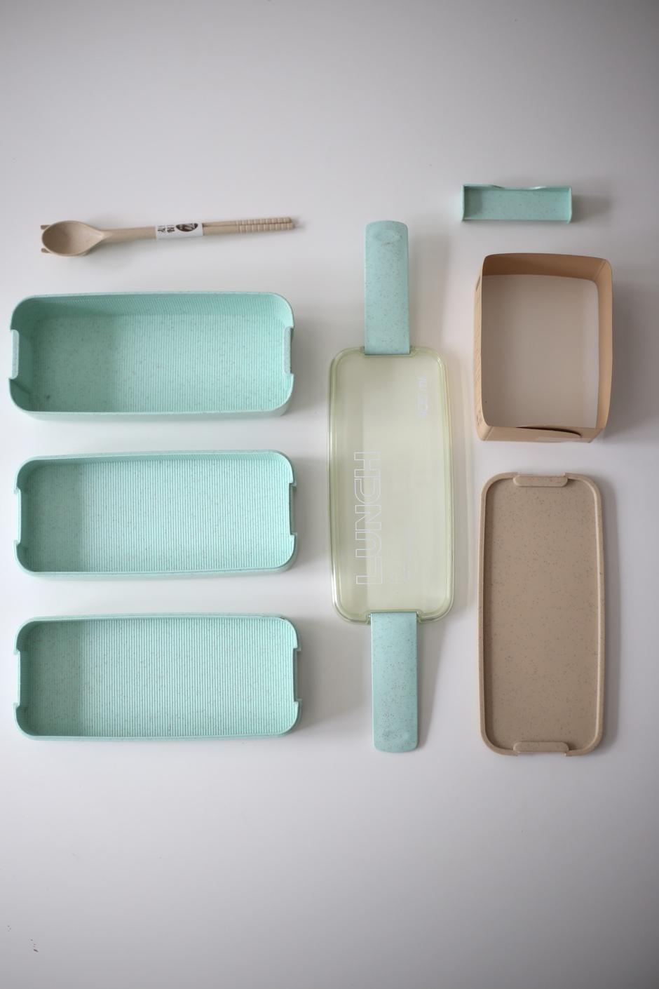 Ланч-бокс тройной с вилкой и ложкой Зеленый 900 мл (00000010050) - фото 5