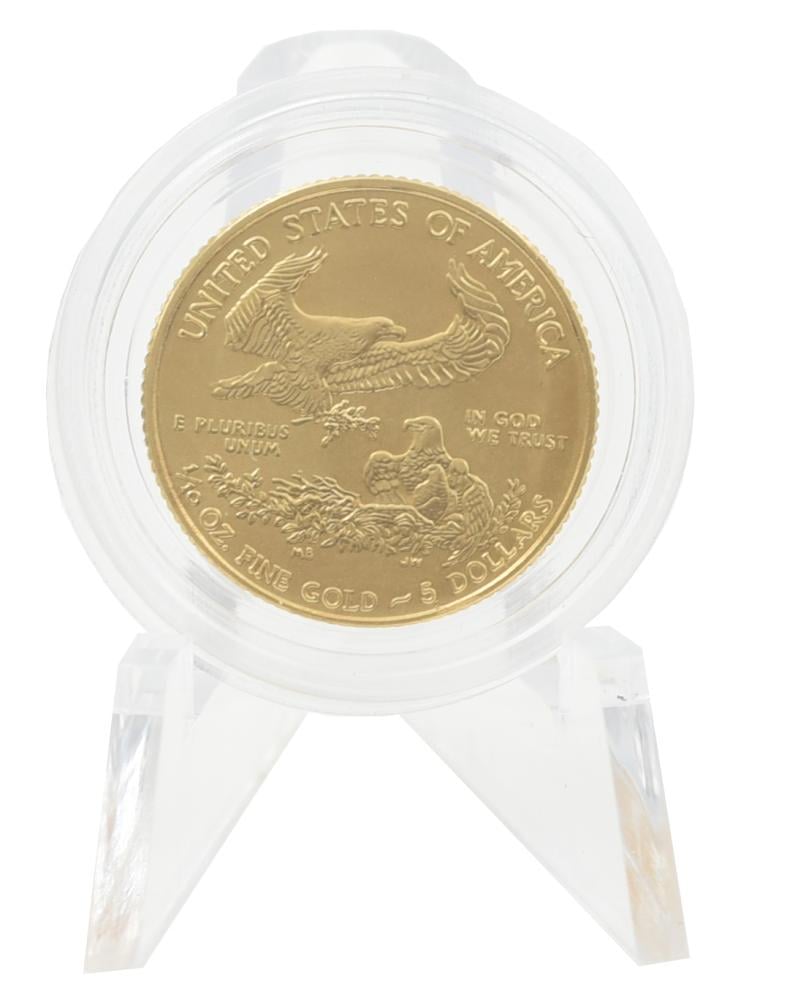 Коллекционная монета США 5 долларов 2012 золото UNC Свобода Орел 1/10 унции/3,11 г (М22852)