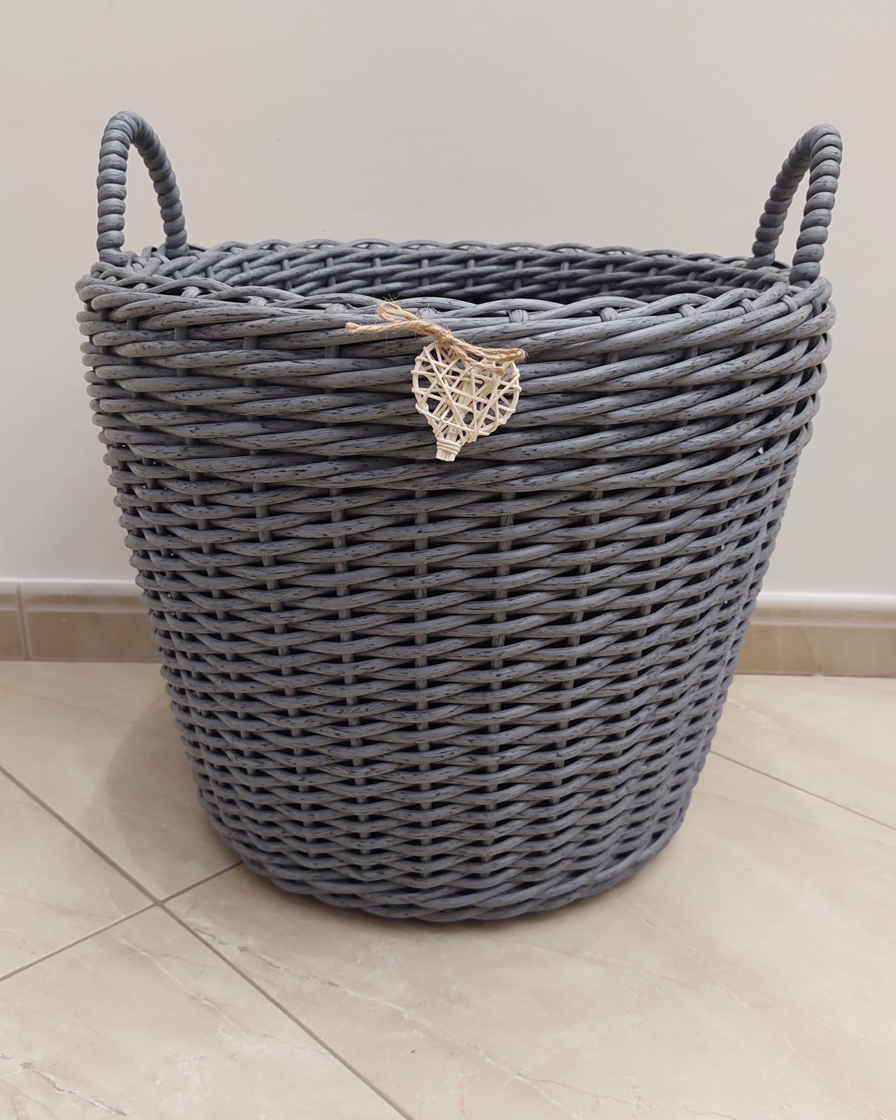 Кошик з ручками із штучного ротангу ручної роботи 40 л Темно-сірий (33074) - фото 2 Кошик з ручками із штучного ротангу ручної роботи 40 л Темно-сірий (33074) - фото 2