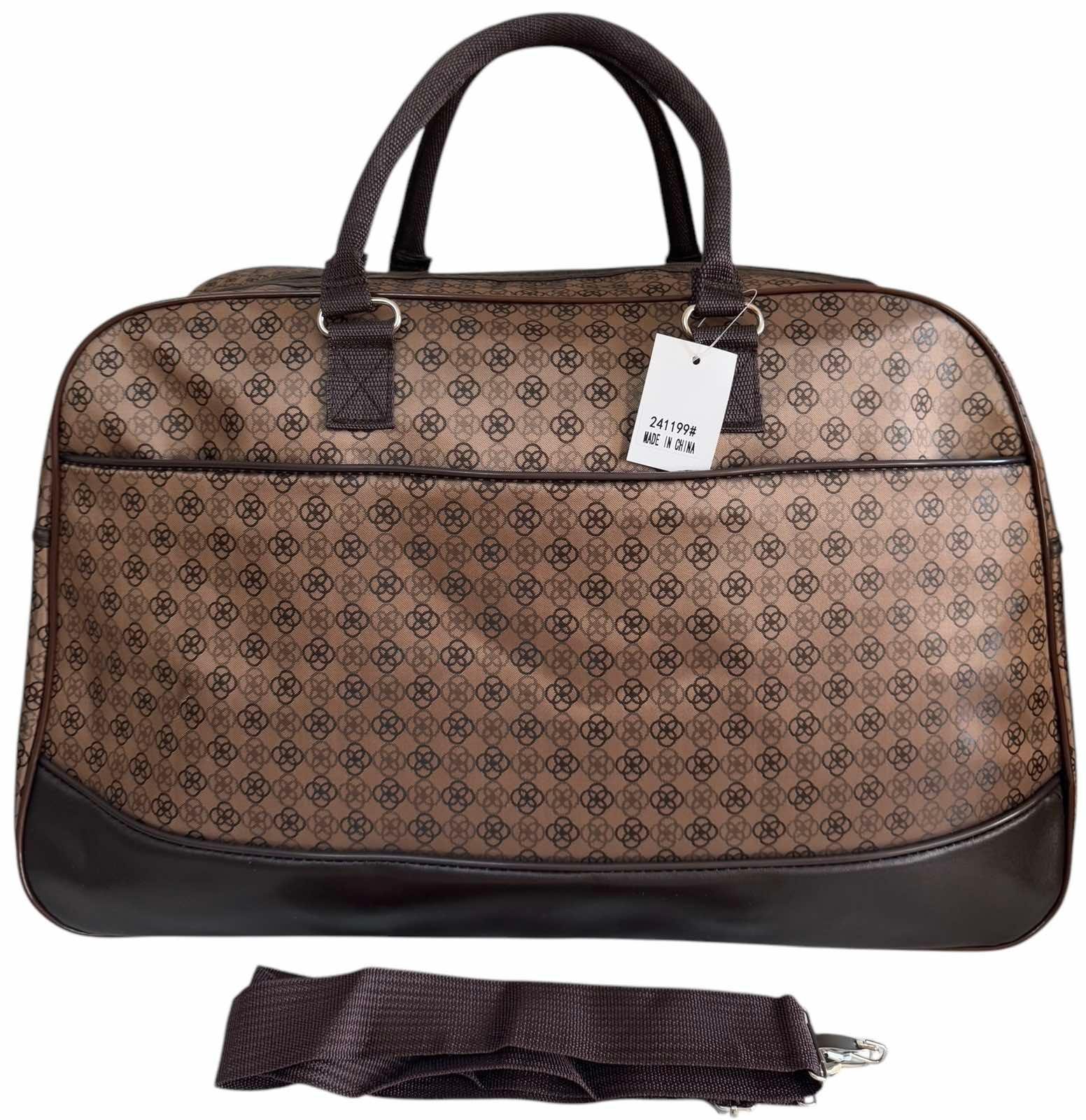 Сумка дорожная большая с длинным ремнем через плечо и боковыми карманами Коричневый (241199)