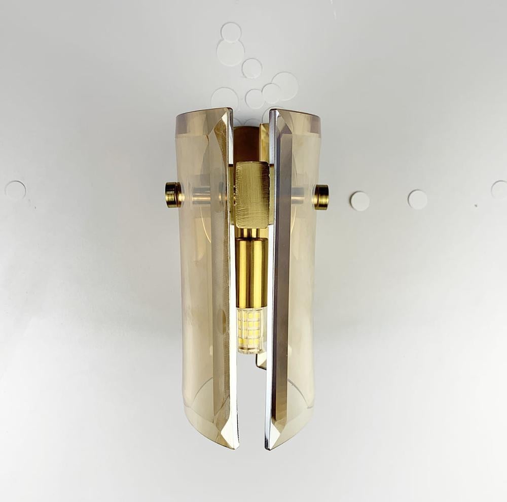 Бра Line.F H 69A/1W AB+AM и с янтарными пластинами Латунь (1677_2511)