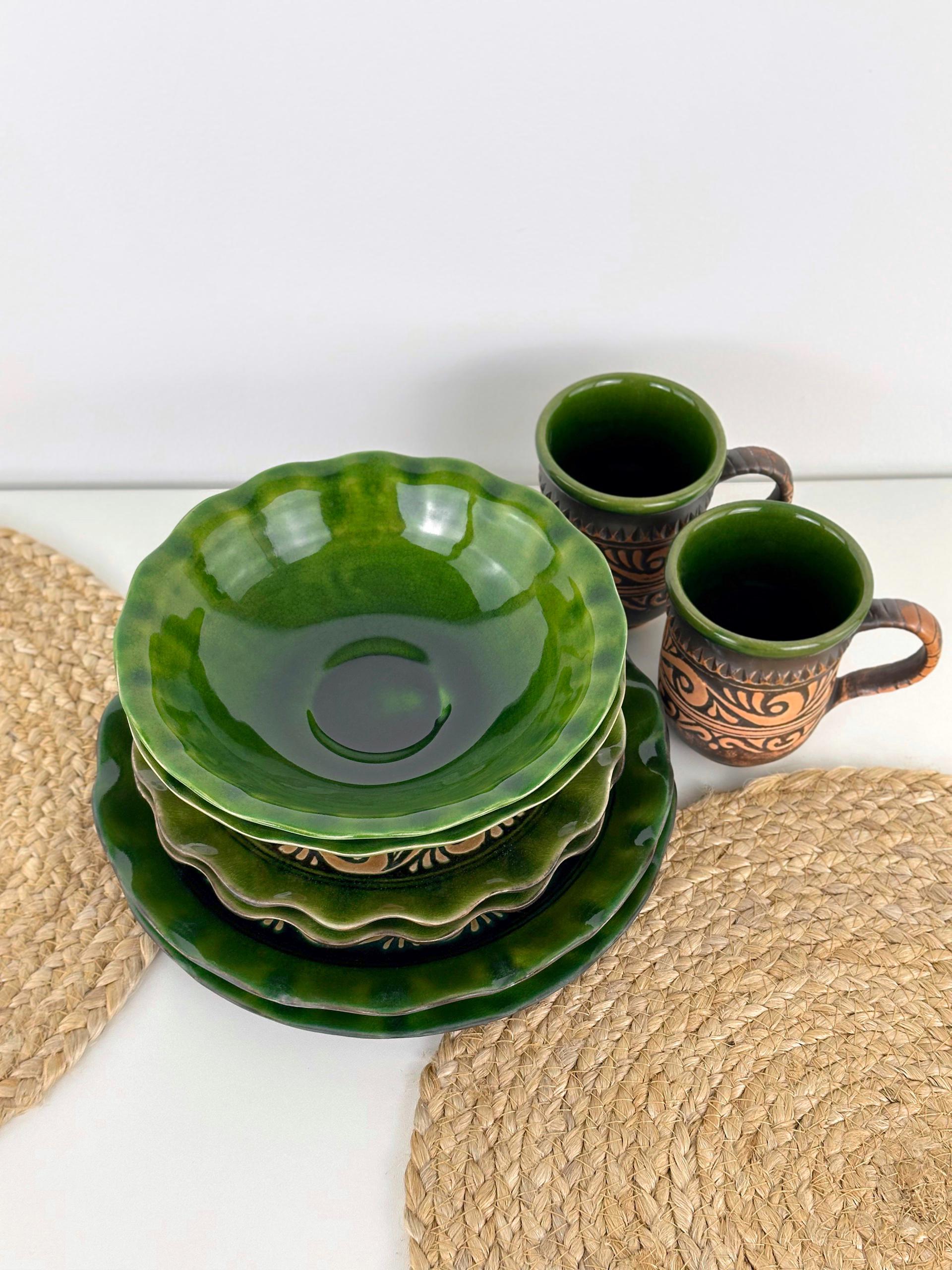 Набор глиняной посуды для обеда на 2 человек Гражда Коричневый (17019-8) - фото 6 Набор глиняной посуды для обеда на 2 человек Гражда Коричневый (17019-8) - фото 6