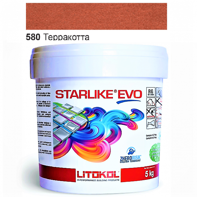 Затирка для плитки Litokol Starlike EVO 580 двухкомпонентная эпоксидная 5 кг Терракота - фото 2