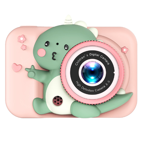 Фотоаппарат детский Q6 Dinosaur цифровой с селфи камерой (PINK DINOSAUR)