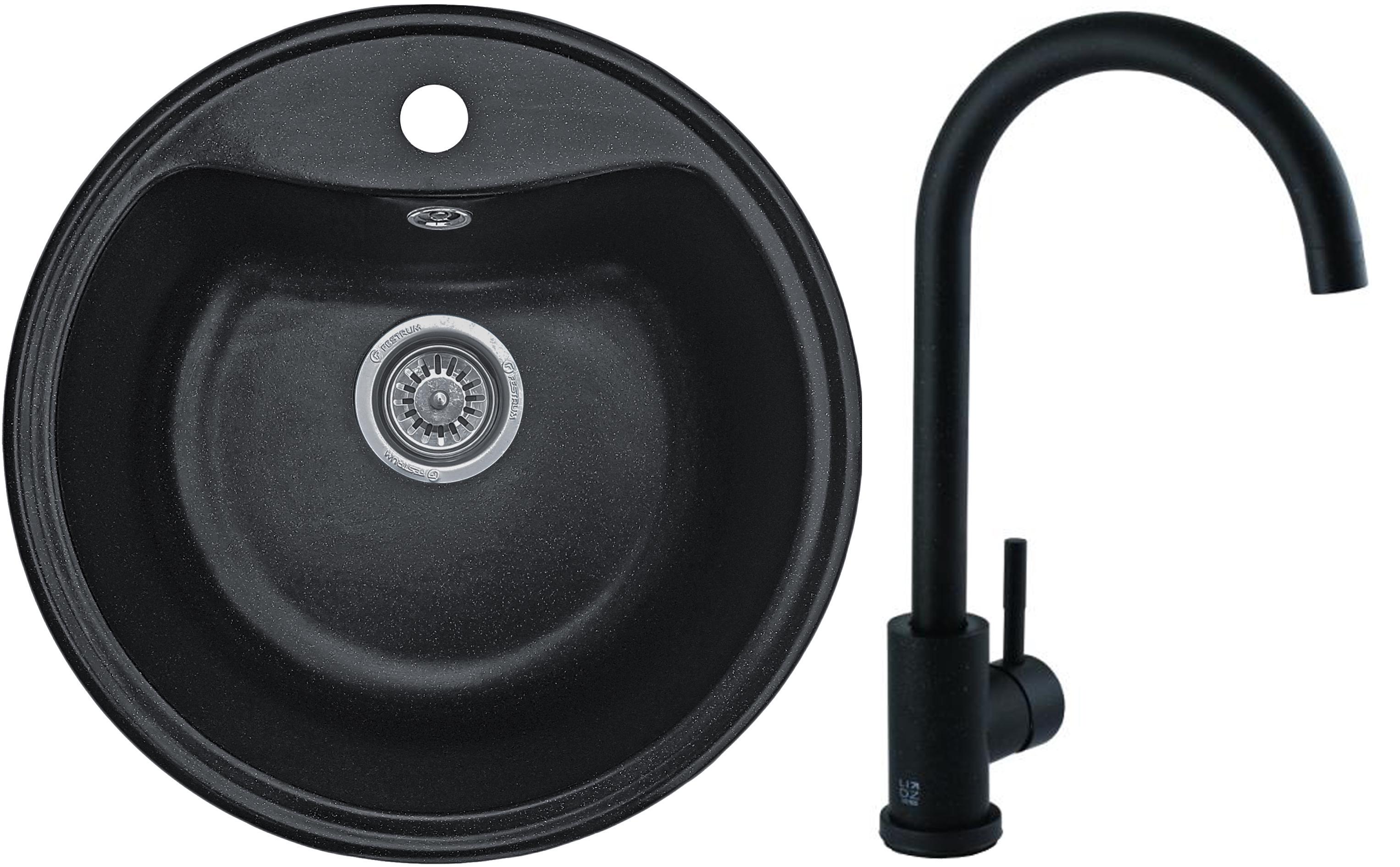 Мойка кухонная Valetti 3N со смесителем 495x495 мм Черный (11646165) - фото 1