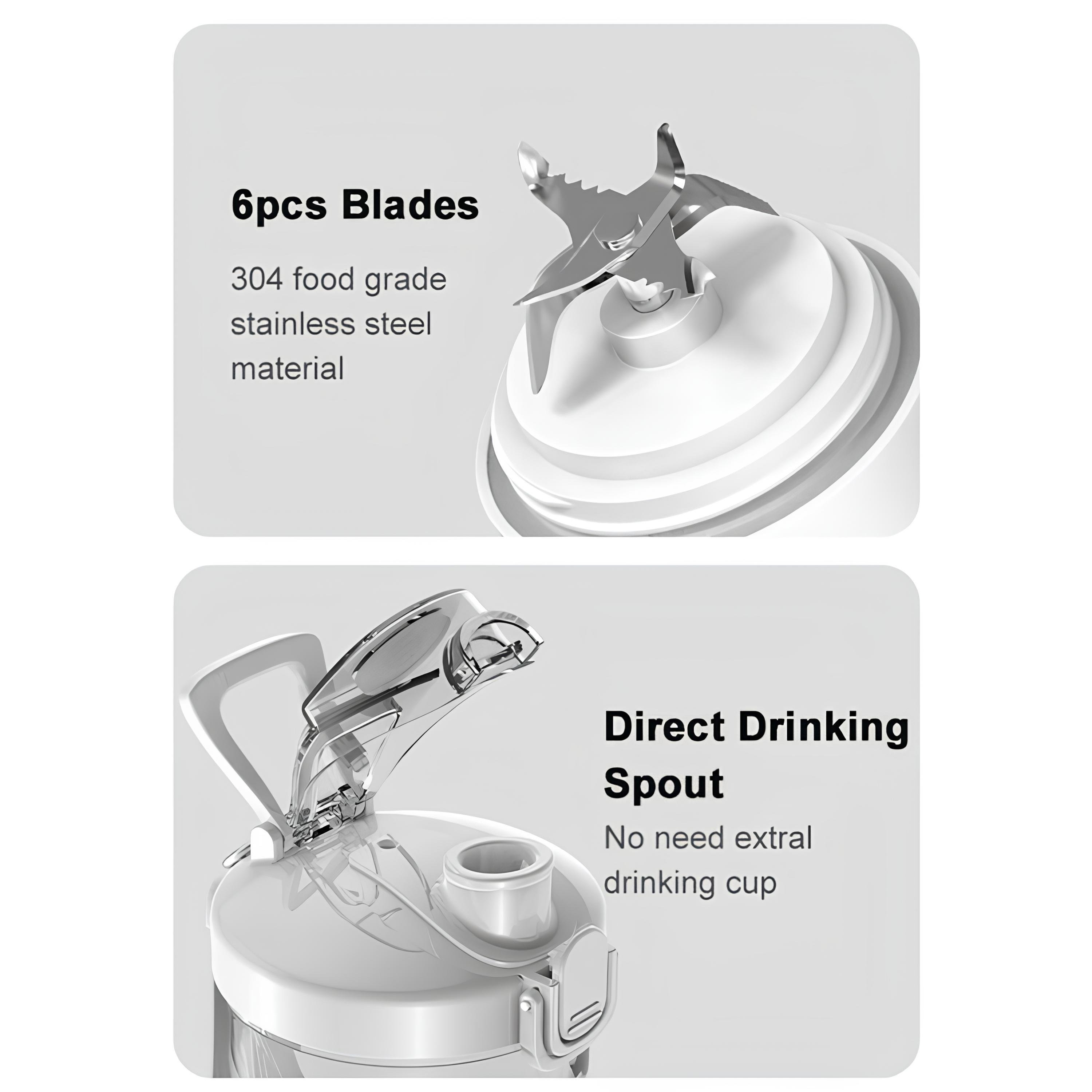 Блендер-бутылка для коктейлей и смузи портативный персональный 600 мл (8036) - фото 2 Блендер-бутылка для коктейлей и смузи портативный персональный 600 мл (8036) - фото 2