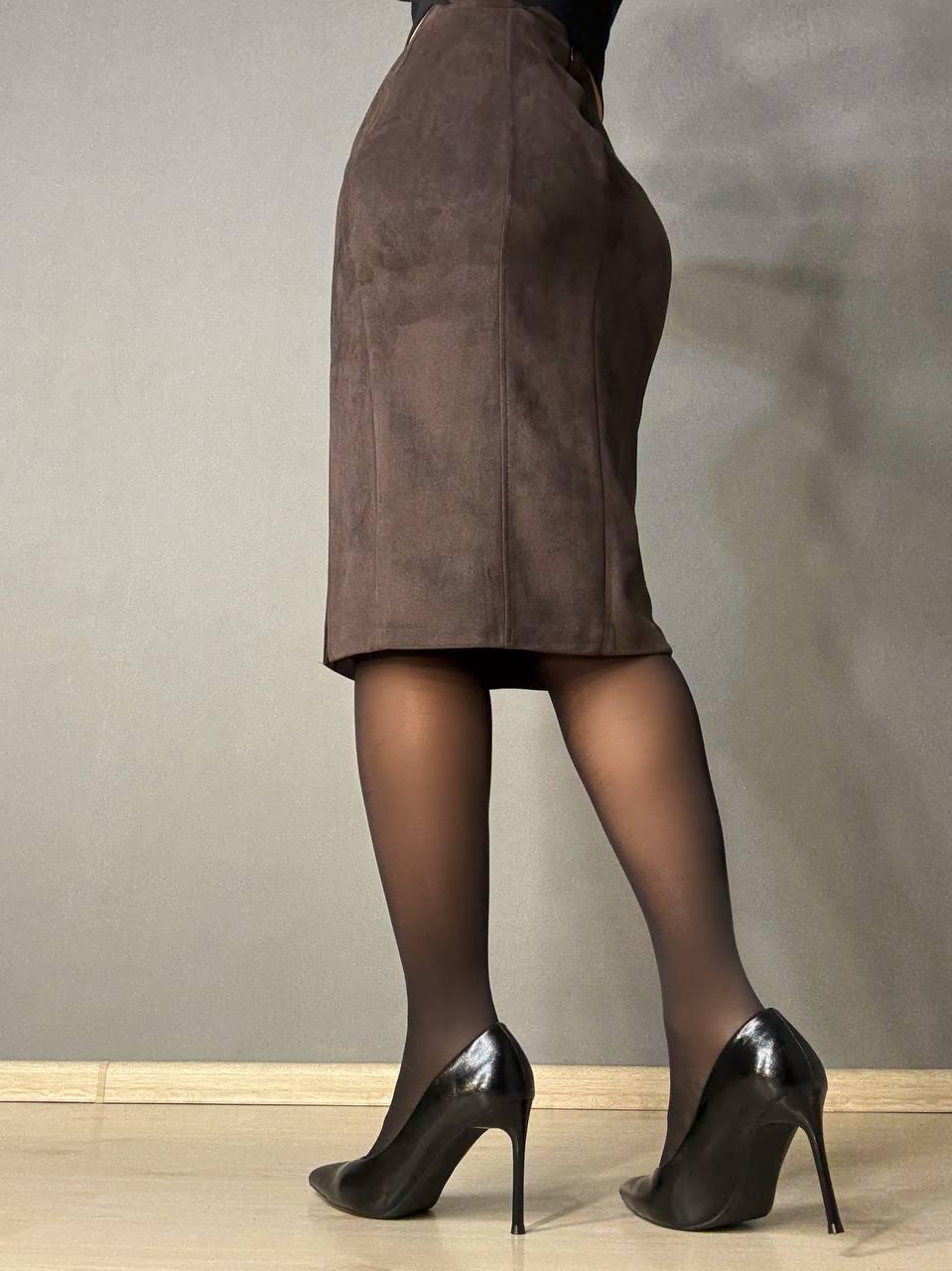 Юбка женская Gritana 125 с разрезом миди прямая под замшу L Коричневый (5944) - фото 7 Юбка женская Gritana 125 с разрезом миди прямая под замшу L Коричневый (5944) - фото 7