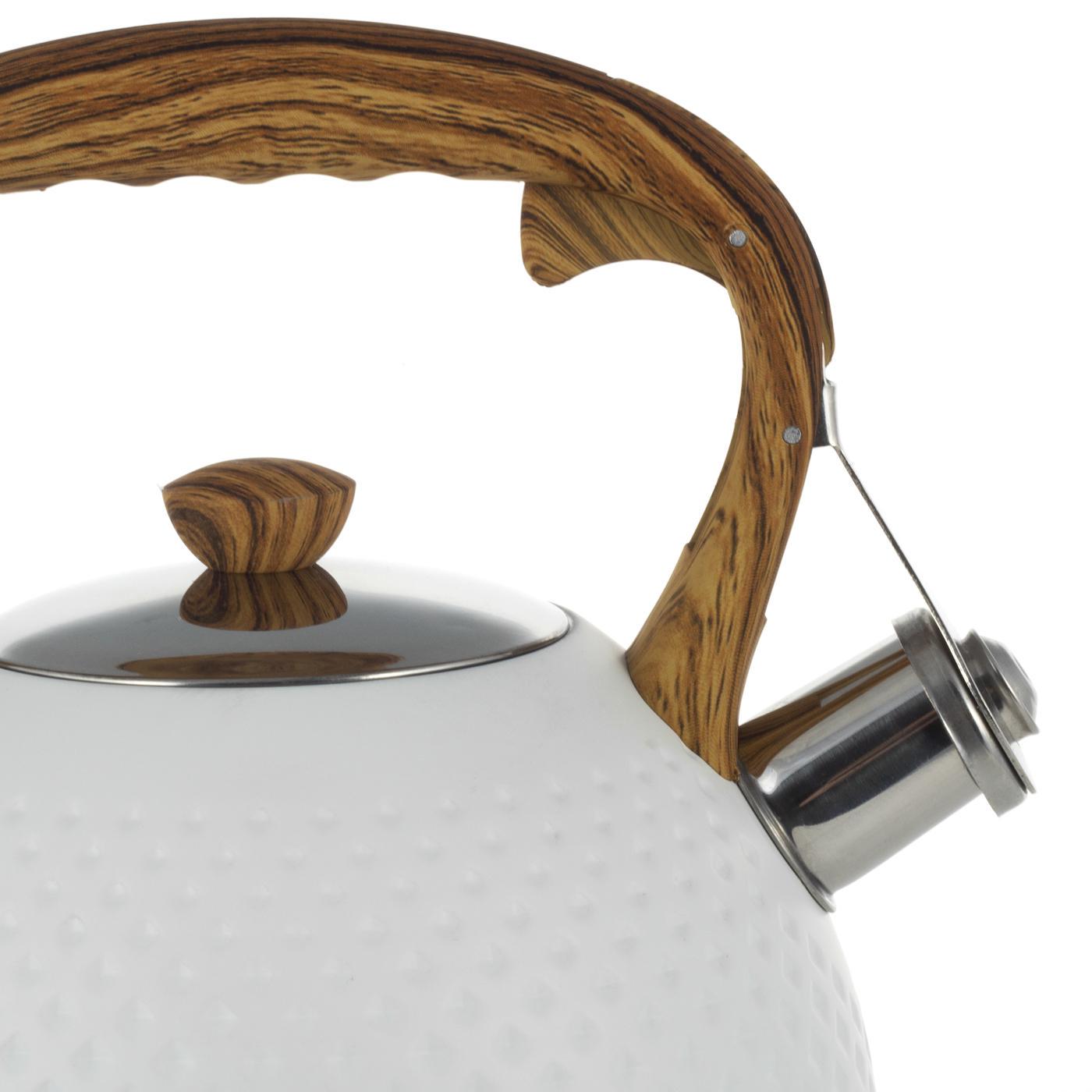 Чайник со свистком Kamille KM-1098 из нержавеющей стали и бакелитовой ручкой 2,7 л Белый (150-84-1098.1) - фото 2 Чайник со свистком Kamille KM-1098 из нержавеющей стали и бакелитовой ручкой 2,7 л Белый (150-84-1098.1) - фото 2