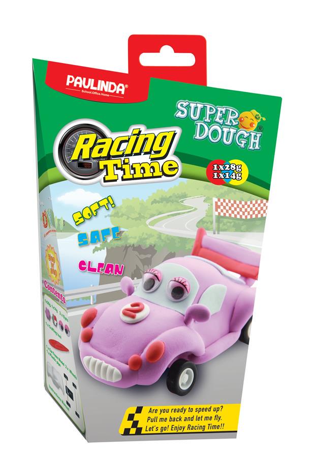 Маса для ліплення з інерційним механізмом Paulinda Super Dough Racing time Машинка від 3-х років Рожевий (580078)