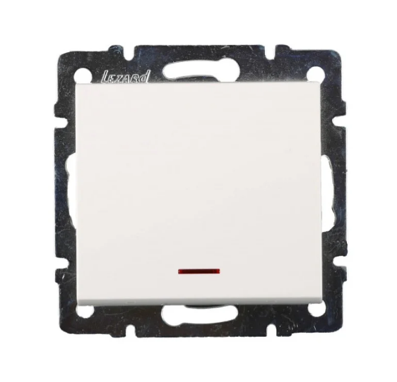 Выключатель одноклавишный Lezard Rain с подсветкой Белый (26526390)