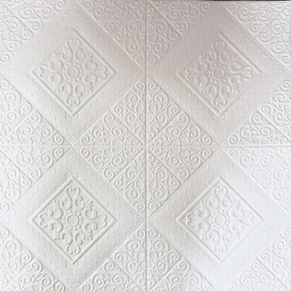 Декоративна стельова стінова 3D панель самоклеюча Sticker Wall 700x700х5 мм Вензелі в ромбі