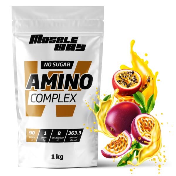 Аминокомплекс MuscleWay Amino Complex Маракуйя 90% белка без сахара на 40 порций 1 кг (21-125-am-mw-rs1.1)