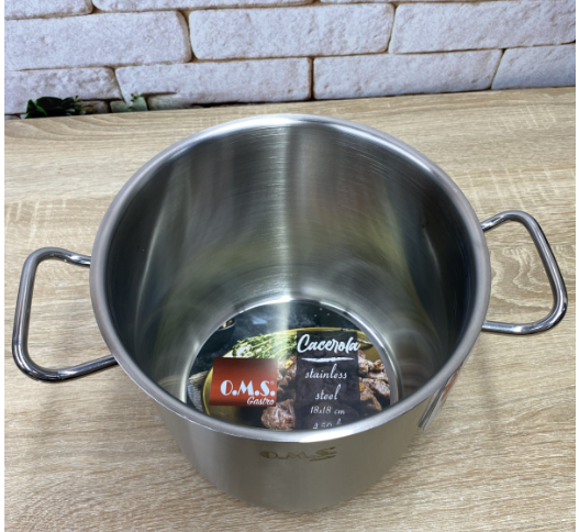 Каструля зі сталевою кришкою OMS з нержавіючої сталі для газу і індукціі 4,5 л (2072.4.5) - фото 4 Каструля зі сталевою кришкою OMS з нержавіючої сталі для газу і індукціі 4,5 л (2072.4.5) - фото 4