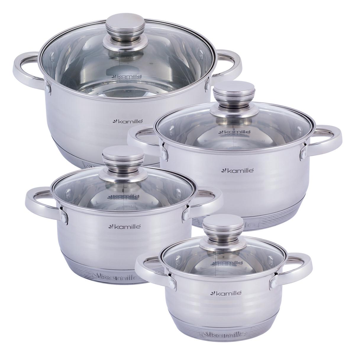 Набор кастрюль Kamille 8 пр. из нержавеющей стали (KM-4916)