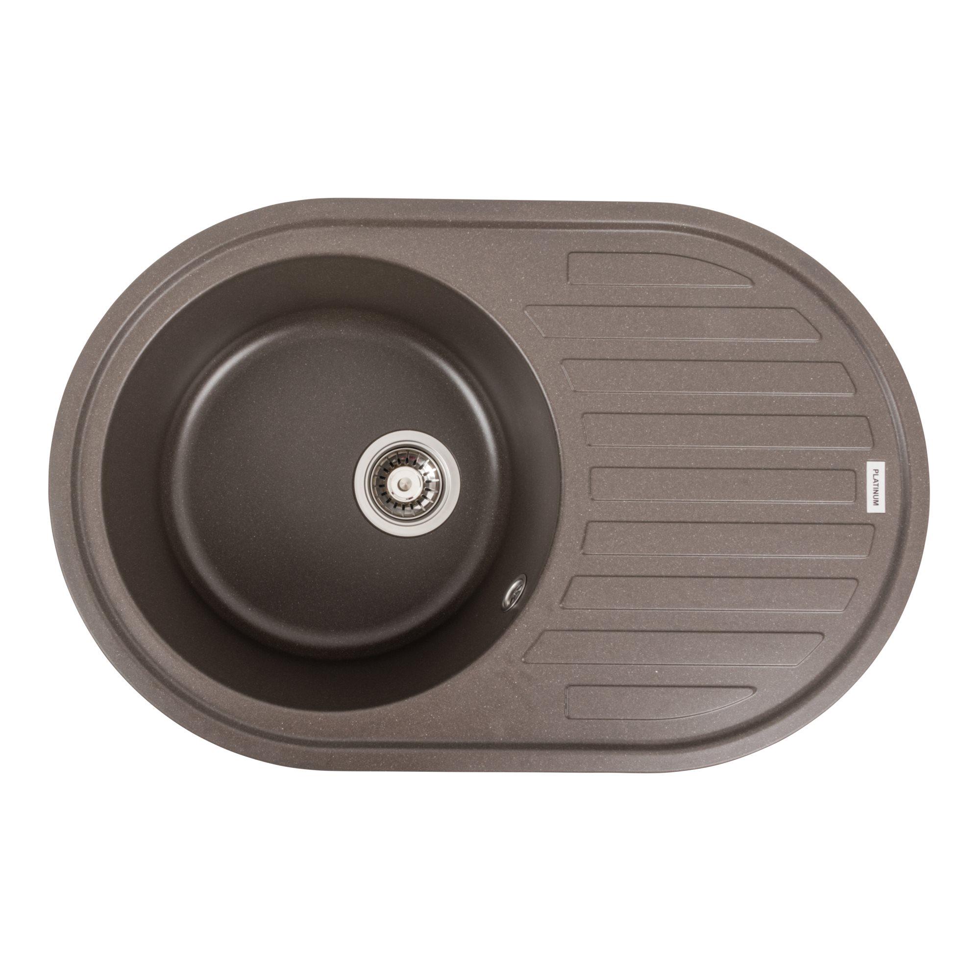 Мийка гранітна для кухні Platinum 7750 LIRA матова Темна скеля - фото 1 Мийка гранітна для кухні Platinum 7750 LIRA матова Темна скеля - фото 1