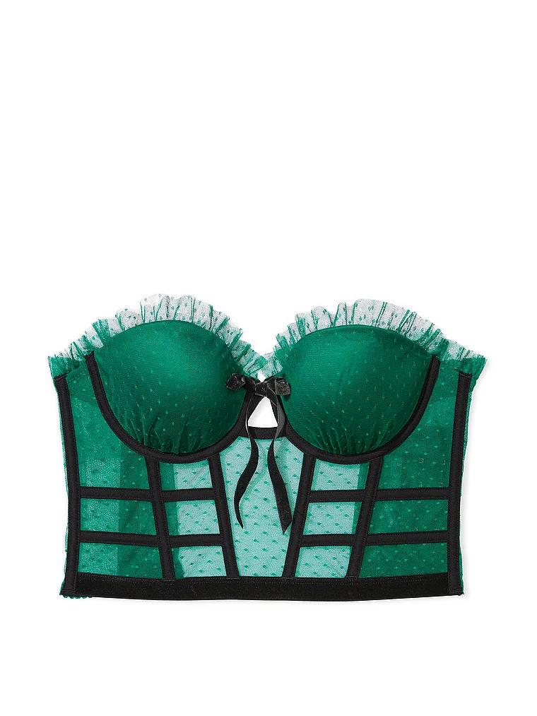 Корсет Victoria's Secret Strapless Dotted Mesh Corset Top 34С Зелений - фото 2