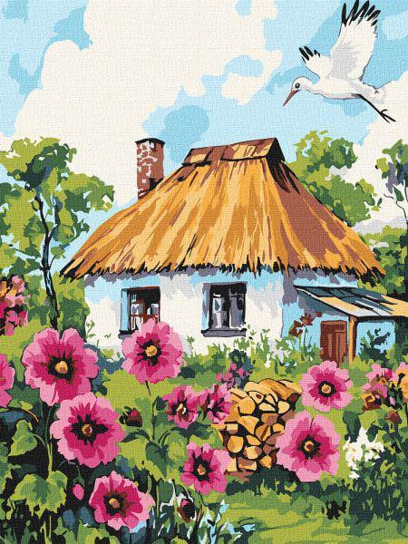 Картина по номерам Ideyka Мальвы у дома 30x40 см (Id-KHO6407)