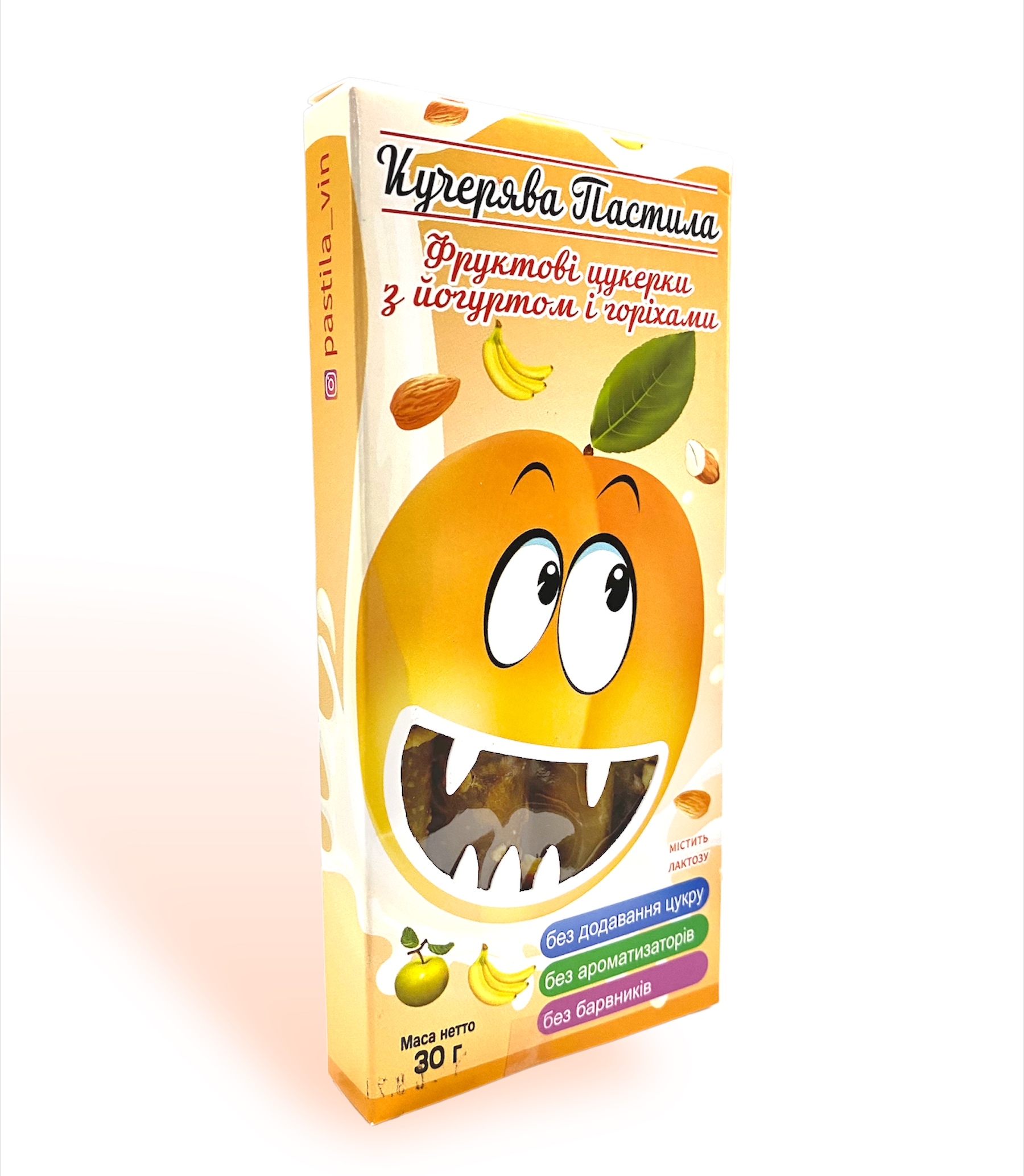 Натуральні цукерки Кучерява Пастила з йогуртом/ абрикосом та мигдалем 30 г Натуральні цукерки Кучерява Пастила з йогуртом/ абрикосом та мигдалем 30 г