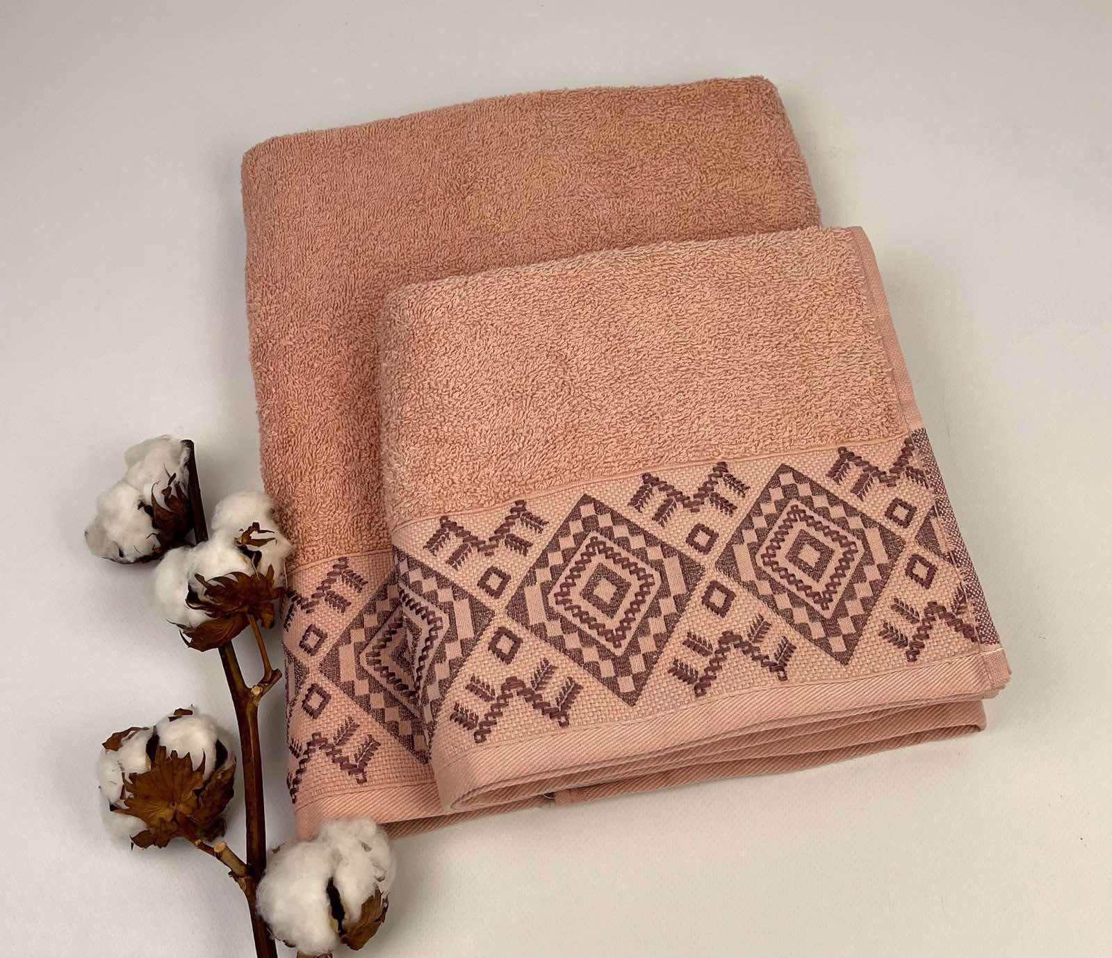 Набор полотенец Altinbasak Pera Freya 2 шт. Персиковый (CN28369)