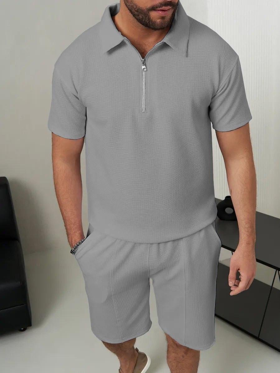 Комплект футболки и шорты из вафельного полотна L Серый (2657759561)