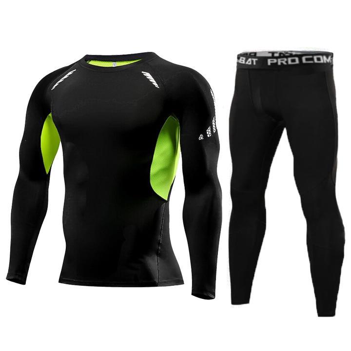 Комплект термобелья SPORT Thermal Underwear Winter Ventilation 180-185 см Black/Green (3352) - фото 1