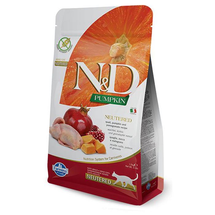 Корм беззерновой Farmina Cat N&D Gгain Free Pumpkin Quail& Pomegranate Neutered Adult для стерилизованных кошек 1,5 кг (168808)