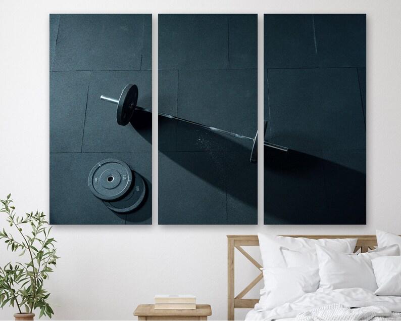 Модульная картина на холсте из трех частей KIL Art Штанга 78x48 см (M3_M_210)