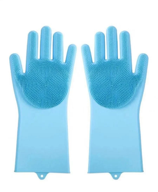 Универсальные перчатки с ворсинками Magics силиконовые термостойкие перчатки Голубой (541244)