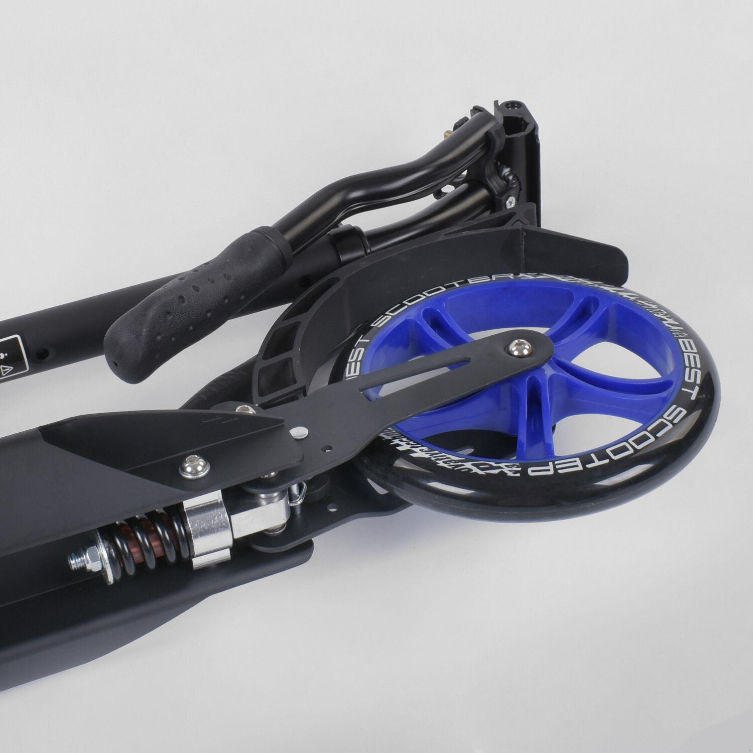 Самокат алюминиевый Best Scooter с PU колесами и 2 аммортизаторами Black/Blue (92088) - фото 4