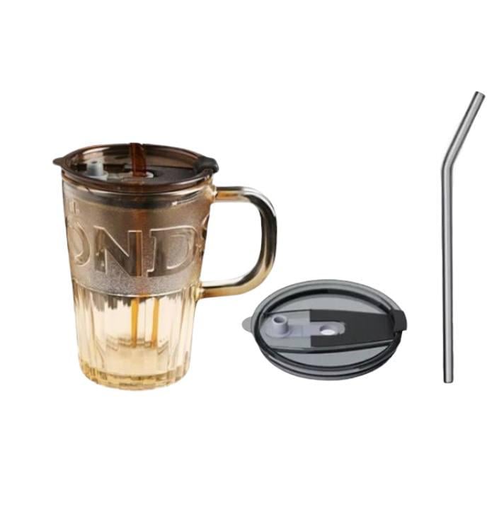 Стакан из термостойкого стекла с многоразовой трубочкой 400 мл Коричневый (2692951201) - фото 1 Стакан из термостойкого стекла с многоразовой трубочкой 400 мл Коричневый (2692951201) - фото 1