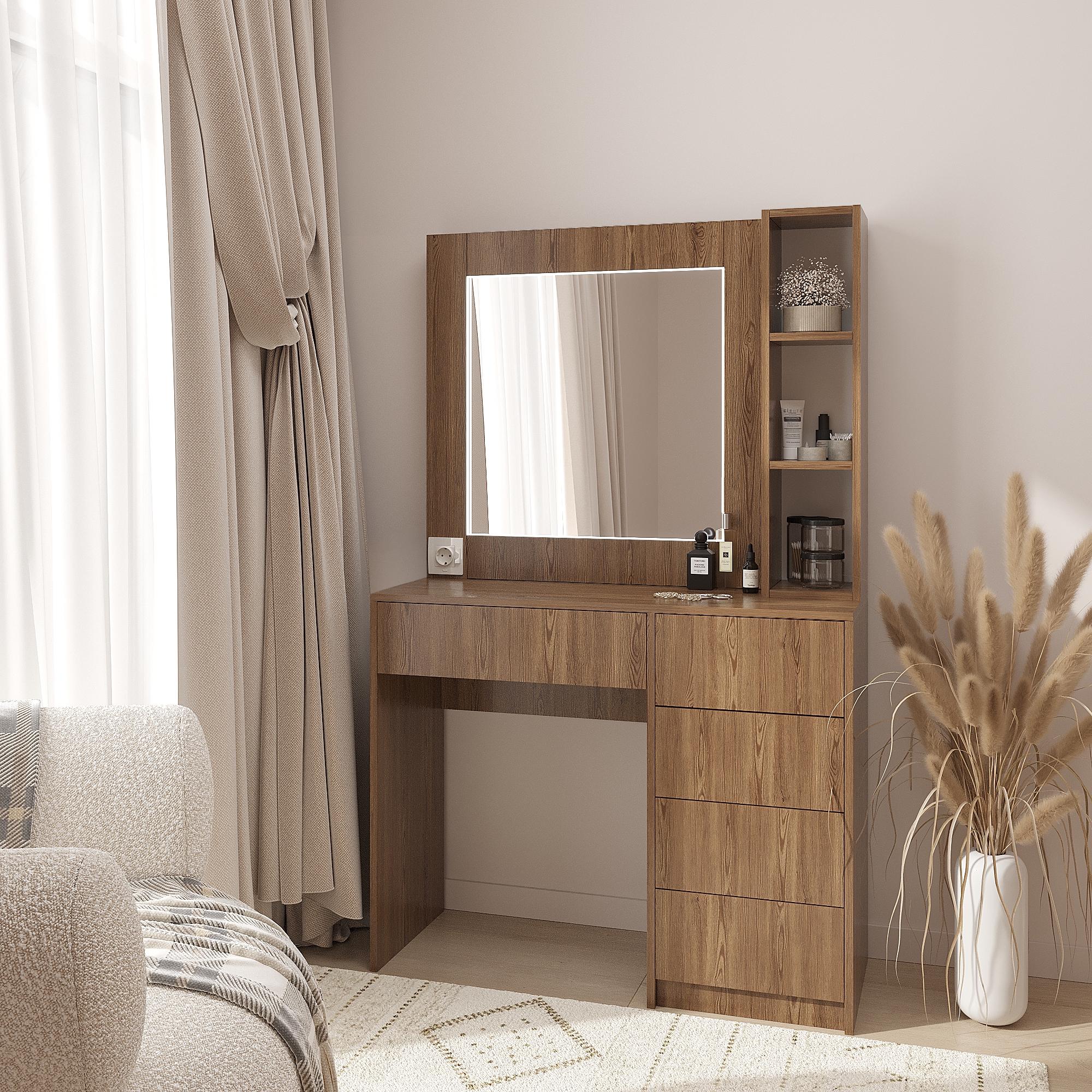 Туалетный столик с LED подсветкой ТЗ-LED 1600х1000х380 мм Дуб Родос/ - фото 1 Туалетный столик с LED подсветкой ТЗ-LED 1600х1000х380 мм Дуб Родос/ - фото 1