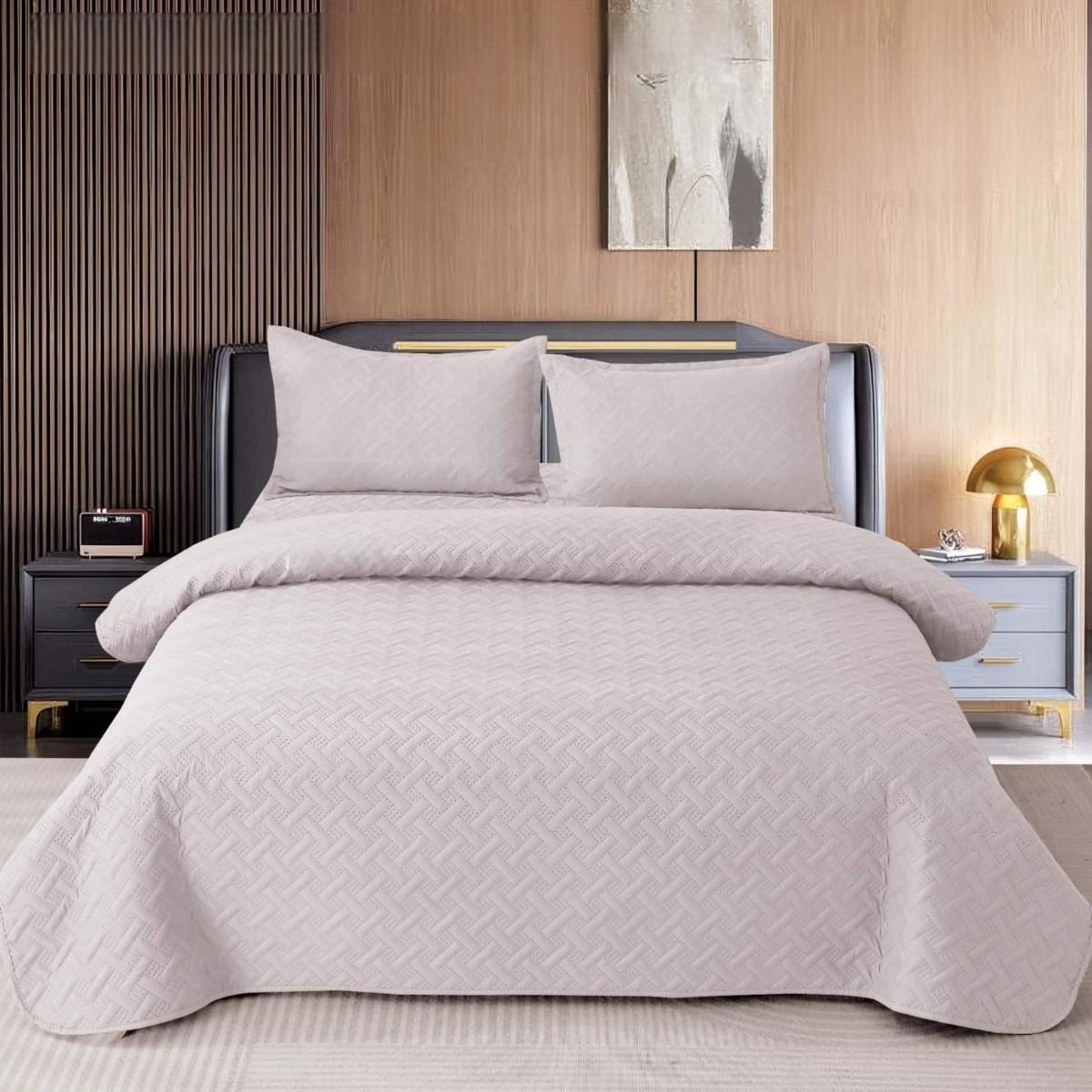 Покрывало стеганое и 2 наволочки с подушками Koloco 100% хлопок евро 200х230 см Айвори (41707) - фото 1 Покрывало стеганое и 2 наволочки с подушками Koloco 100% хлопок евро 200х230 см Айвори (41707) - фото 1