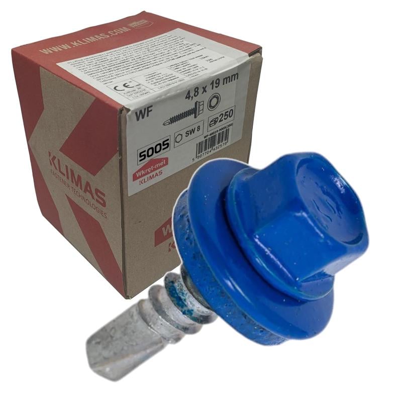 Саморез кровельный по металлу Klimas Wkret-Met RAL 5005 4,8x19 мм 250 шт.