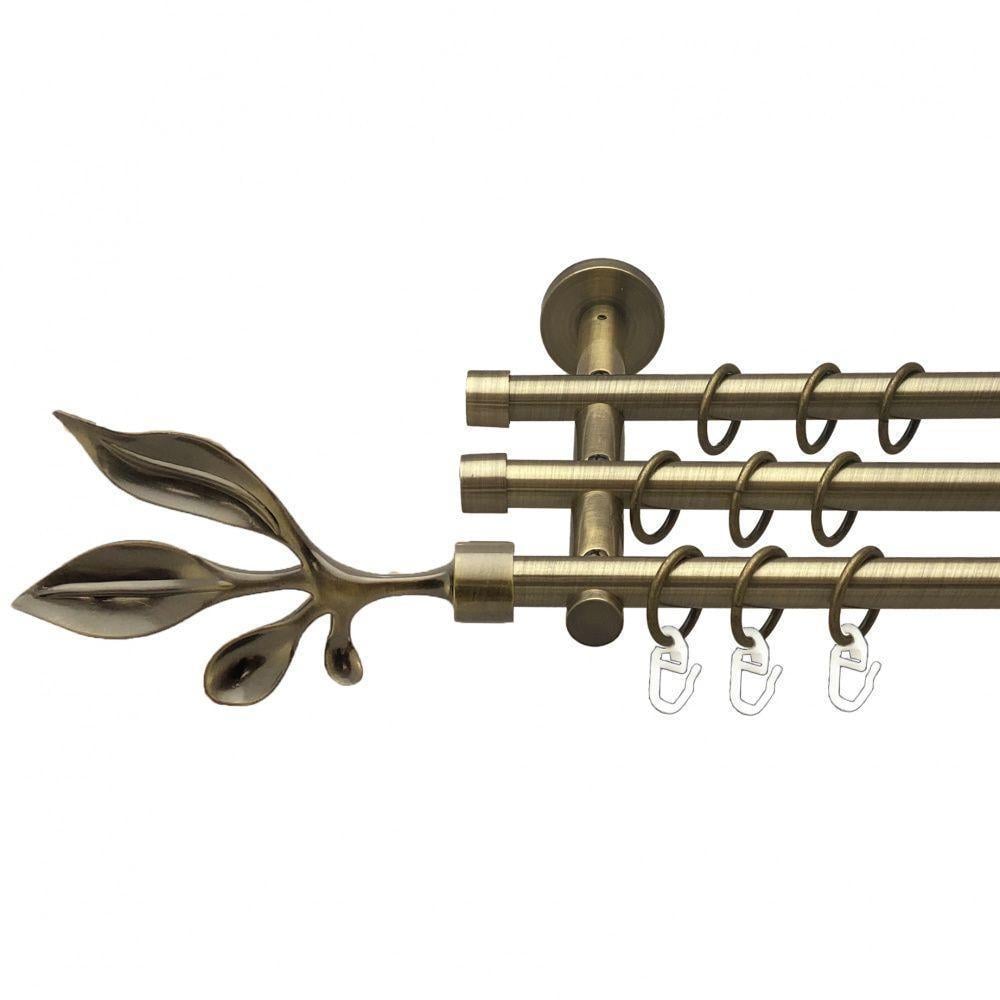 Карниз трубчатый трехрядный Orvit Баваро 16/16/16 мм цилиндр 240 см Антик (000-9988)