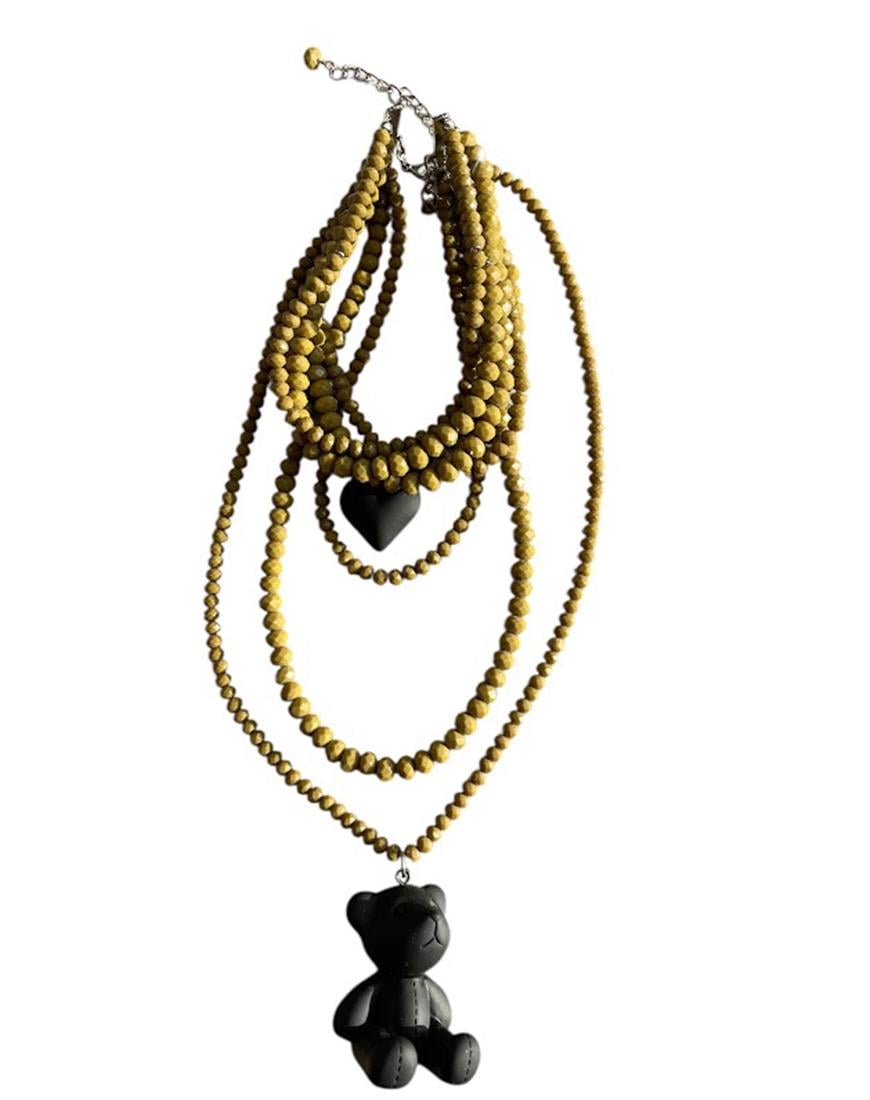 Чокер з чеського скла з серцем та ведмедиком жіночий SMART JEWELRY чорний One size Чокер з чеського скла з серцем та ведмедиком жіночий SMART JEWELRY чорний One size
