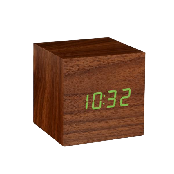 Смарт-будильник Gingko WOODEN CUBE дерево горіх 7х7х7 см (GPGK08G8)