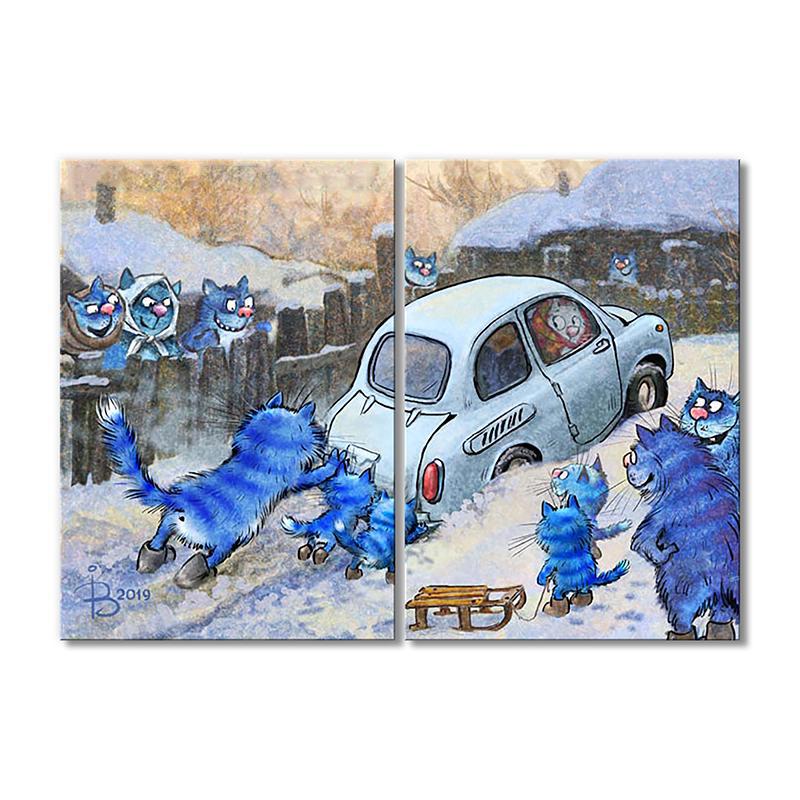 Модульная картина По-соседски 2 модуля общий размер 120x180 см (_rinaz_2019194553)