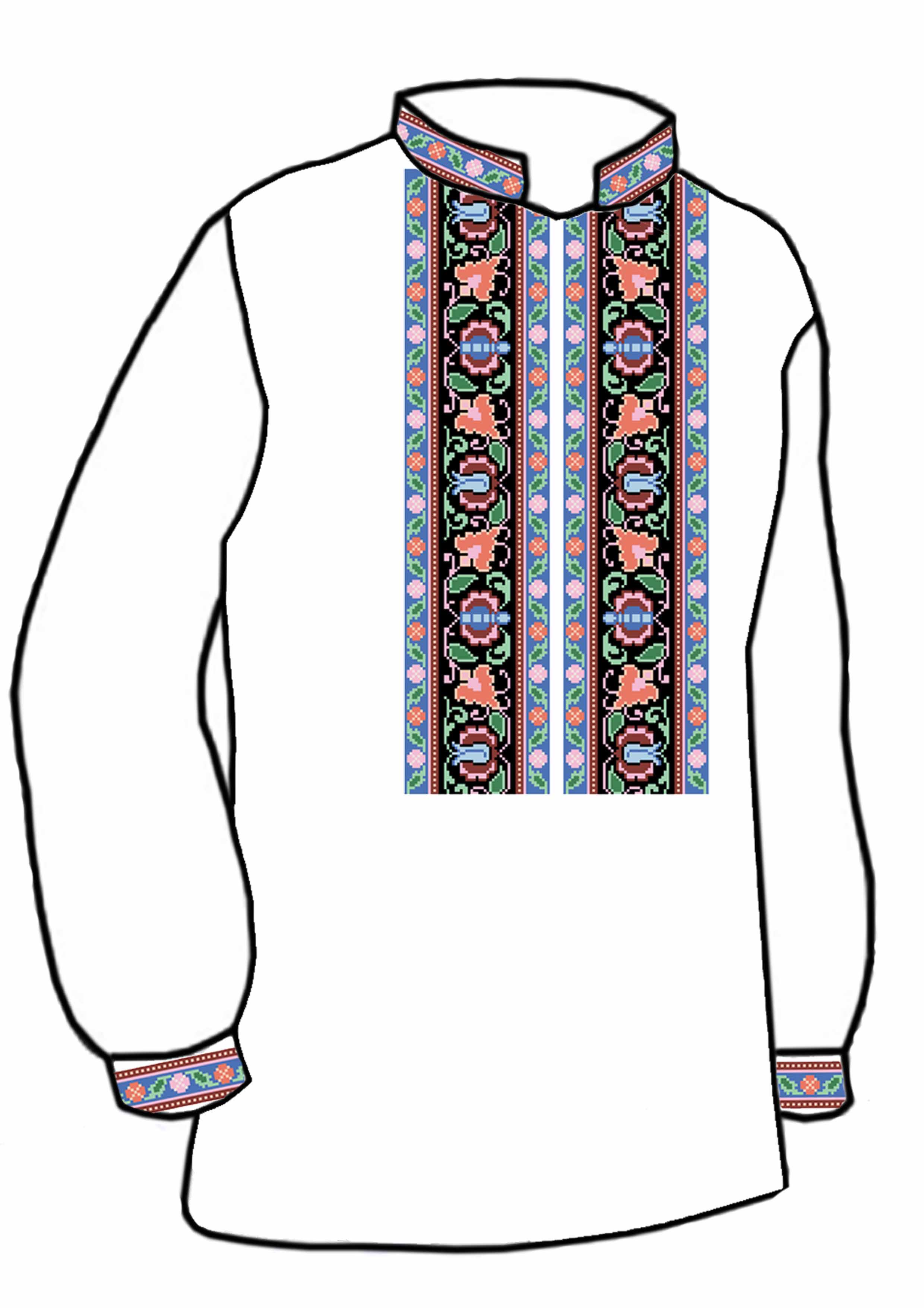 Заготовка для вишивки нитками або бісером/сорочка чоловіча не пошита СЧД-224 домоткане полотно