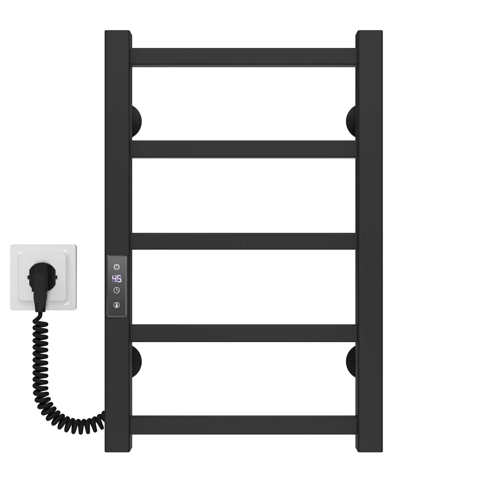 Полотенцесушитель электрический Deffi Forest П6 WD04 левое подключение нержавеющая сталь 200х600 мм Черный (A.FR.60.20.6.EBL2)