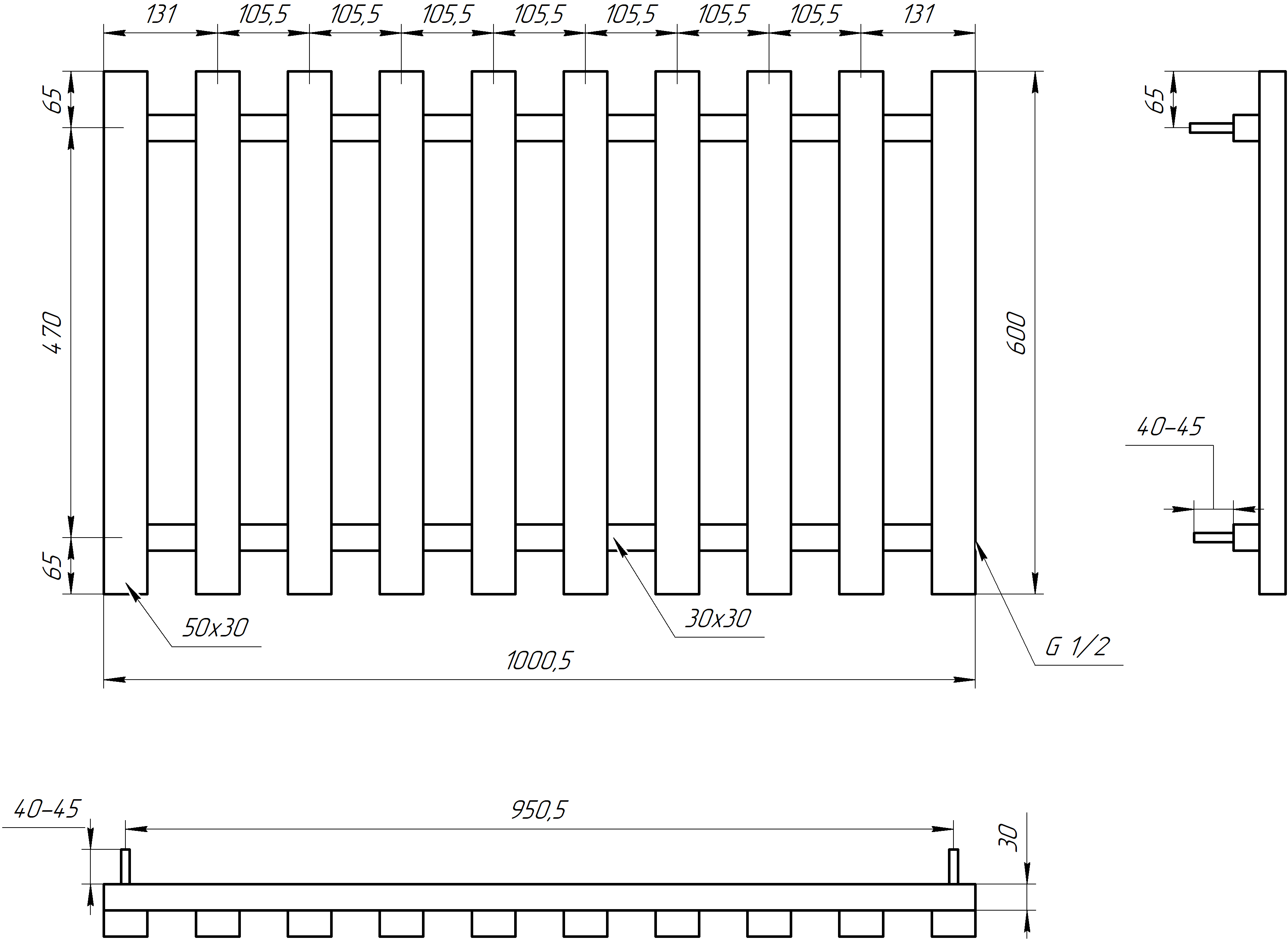 Радіатор Genesis Aqua Batteria 60x100 см - фото 2