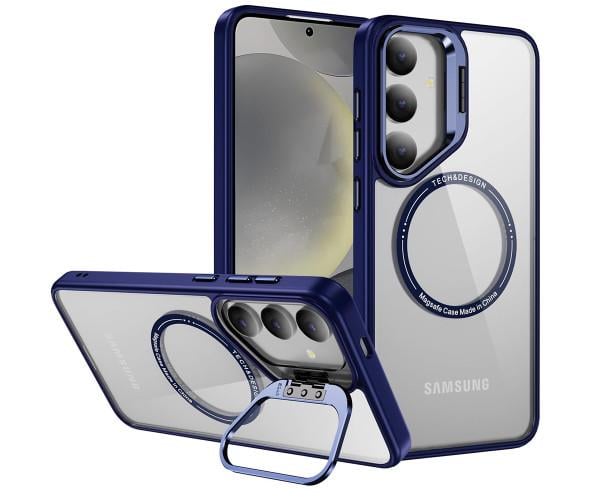 Чехол-накладка Armor Clear Kickstand для Samsung Galaxy S24 FE с магнитным кольцом Синий Чехол-накладка Armor Clear Kickstand для Samsung Galaxy S24 FE с магнитным кольцом Синий