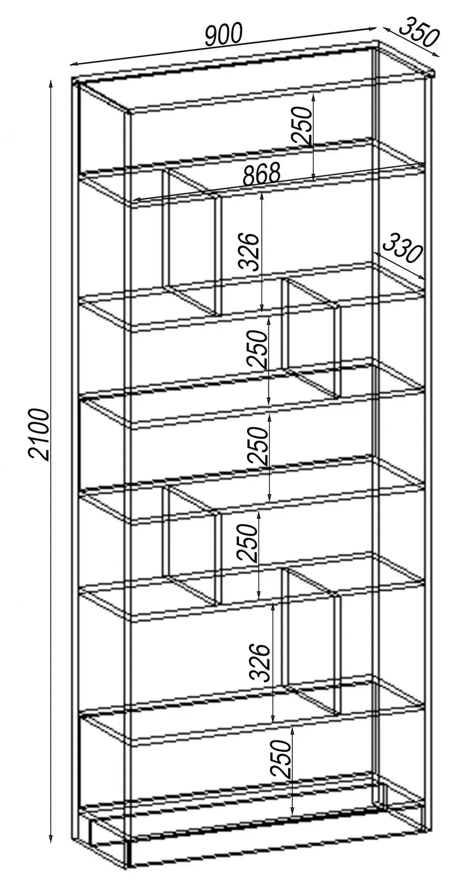 Стелаж Kontinent OS-7 90х35х210 см Дуб Аппалачі (52760385) - фото 2 Стелаж Kontinent OS-7 90х35х210 см Дуб Аппалачі (52760385) - фото 2