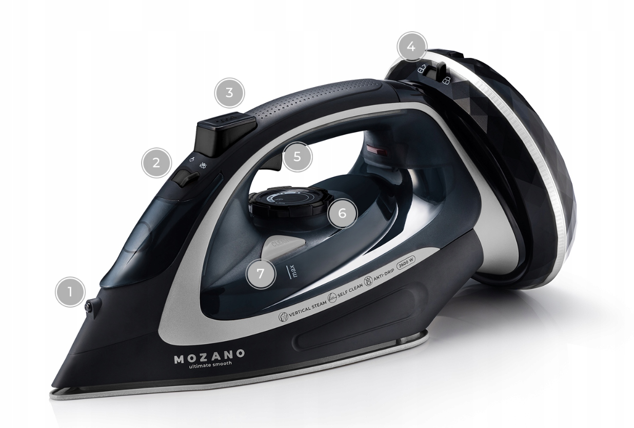 Праска Mozano керамічна підошва 2600 Вт (2330241578) - фото 7 Праска Mozano керамічна підошва 2600 Вт (2330241578) - фото 7