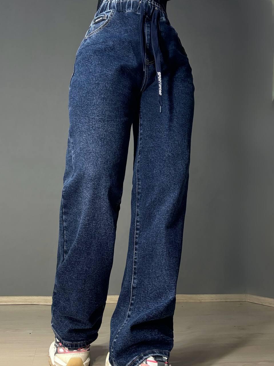 Джинси жіночі LDM 0249 палаццо батал з резинкою на поясі великі розміри р. 32 Синій (5220)