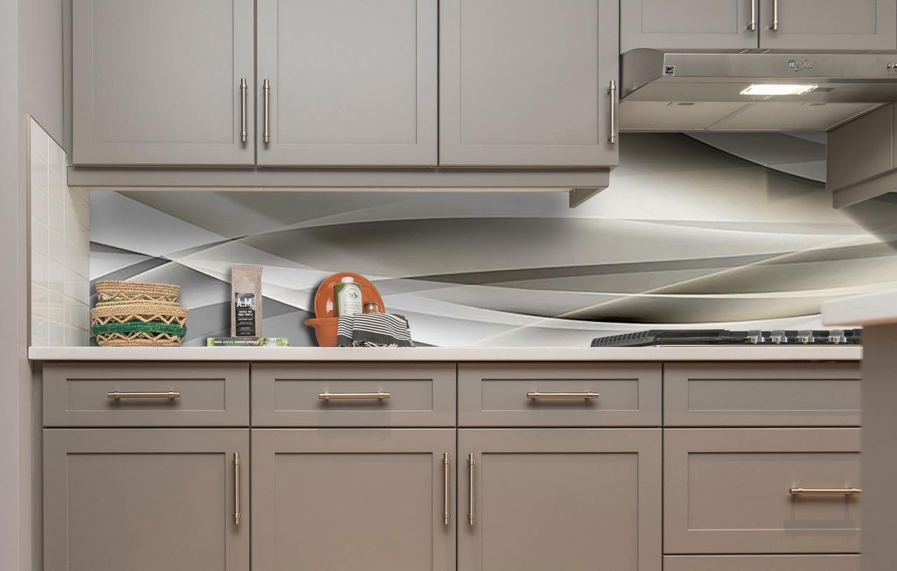 Кухонный фартук Линии линии шелк из самоклеющейся виниловой пленки 60х300 см Серый