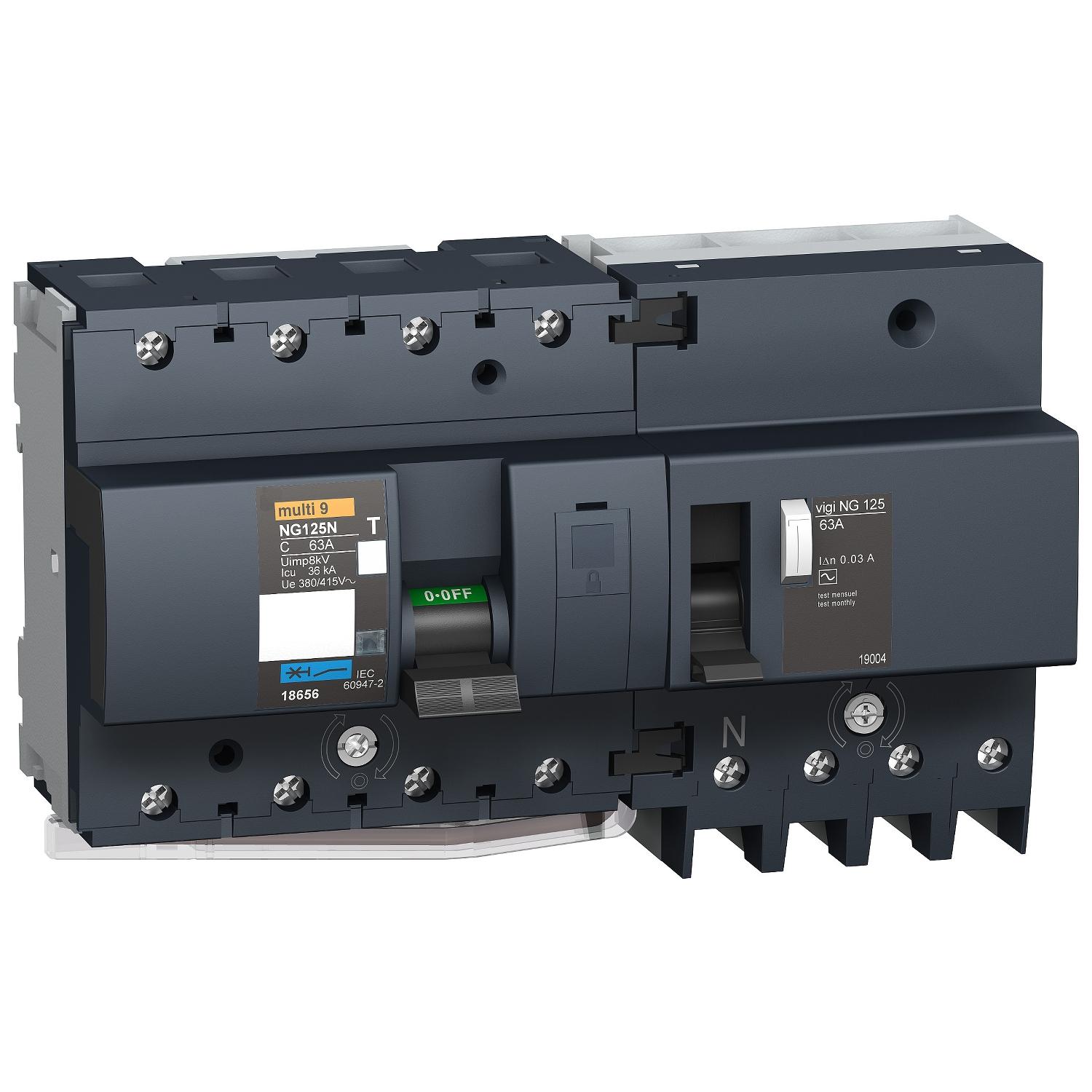 Блок дифференциальной защиты Schneider Electric NG125 4P 63A 30 мА тип АС (19004)