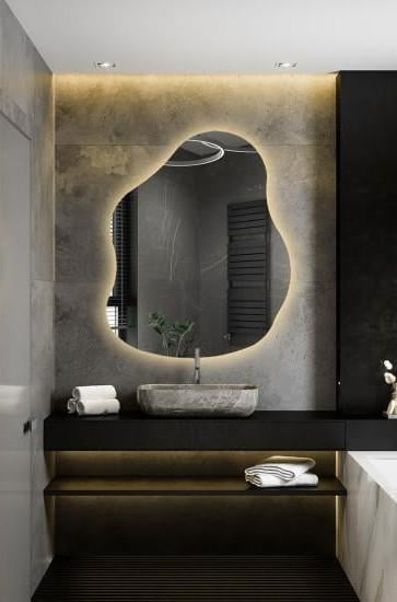 Дизайнерское зеркало-капля с задней фоновой подсветкой Bronx 77x60 см Дизайнерское зеркало-капля с задней фоновой подсветкой Bronx 77x60 см